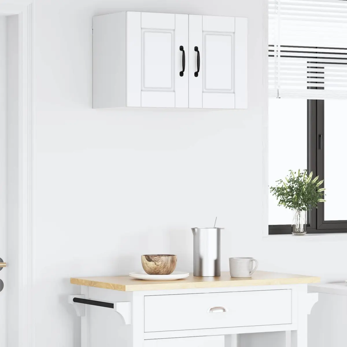 Wall Cabinet White Engineered Wood Kitchen Storage 60x31x40cm