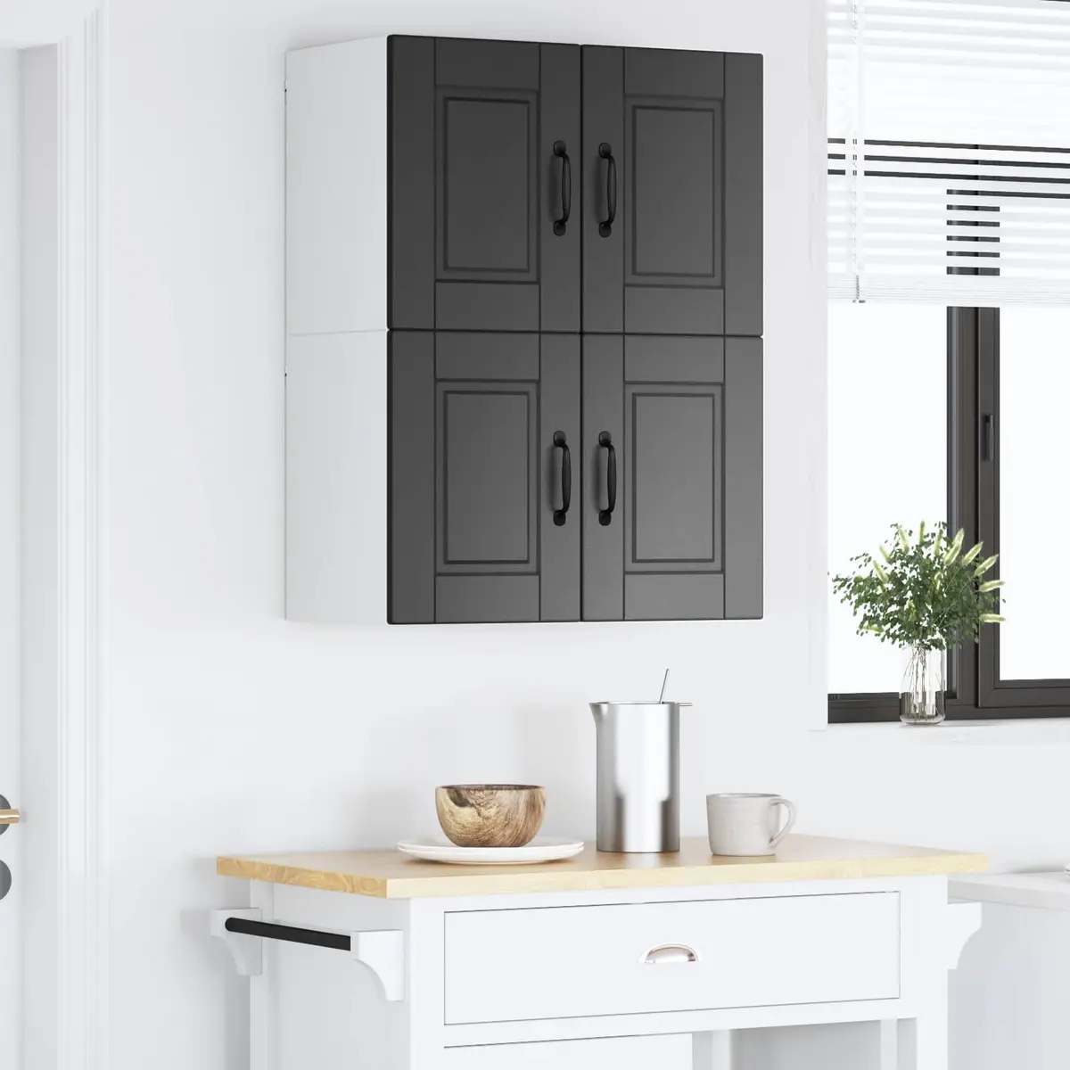 Wall Cabinet Black 2 Piece 60x31x40cm Engineered Wood