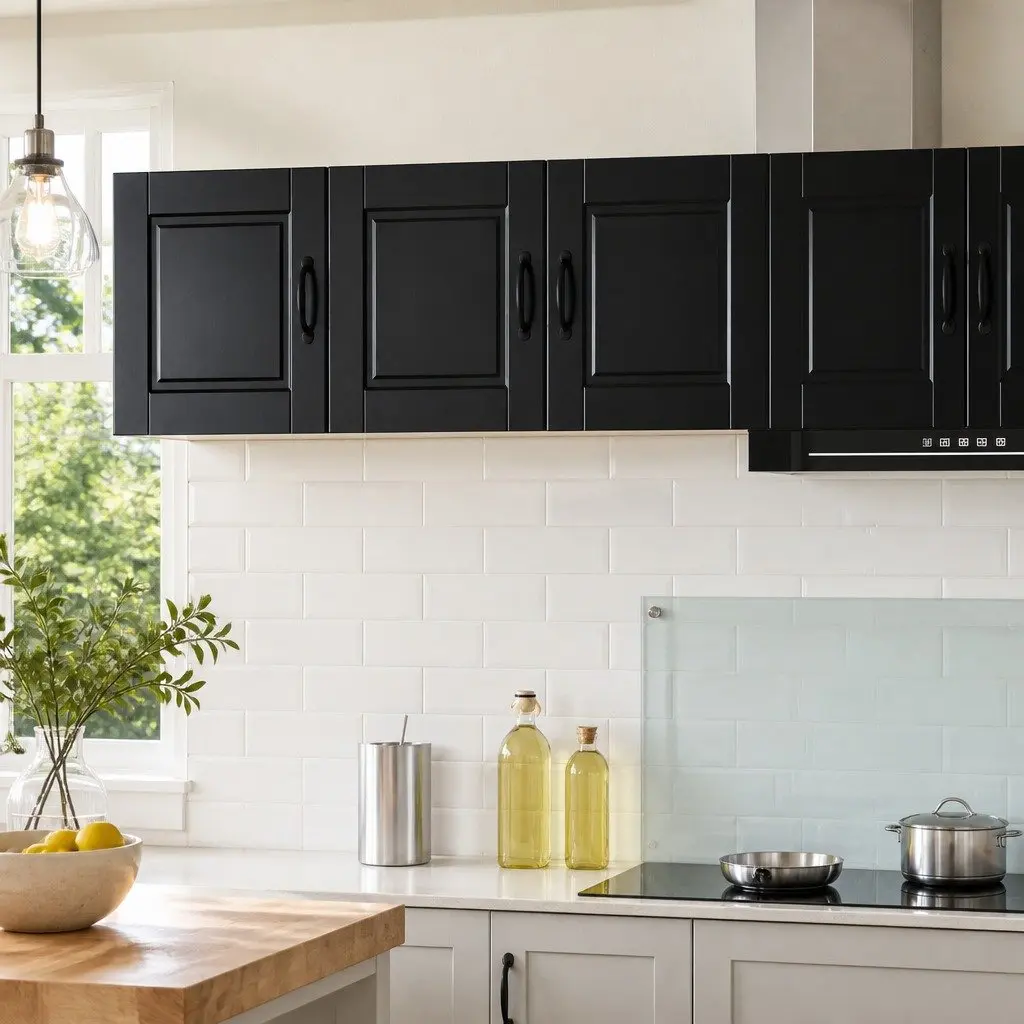 Wall Cabinet Kitchen Storage Black 80x31x40cm Engineered Wood Mounted Shelf