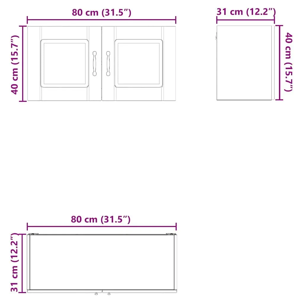 Wall Cabinet Kitchen Storage Black 80x31x40cm Engineered Wood Mounted Shelf