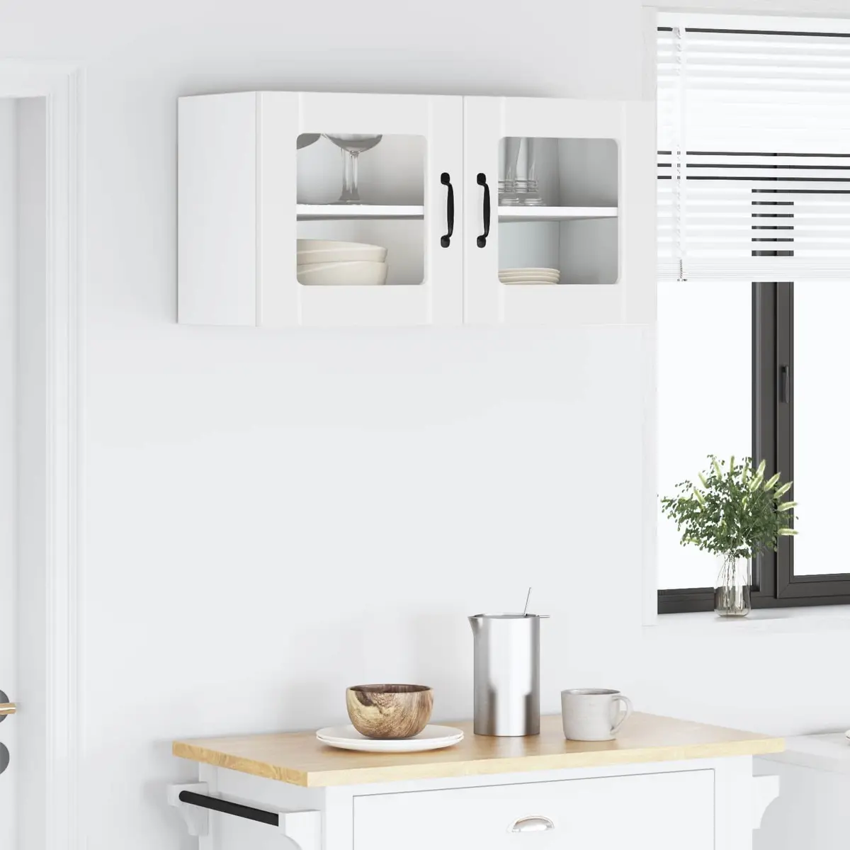 Wall Cabinet Storage Unit Modern White 80x31x40cm