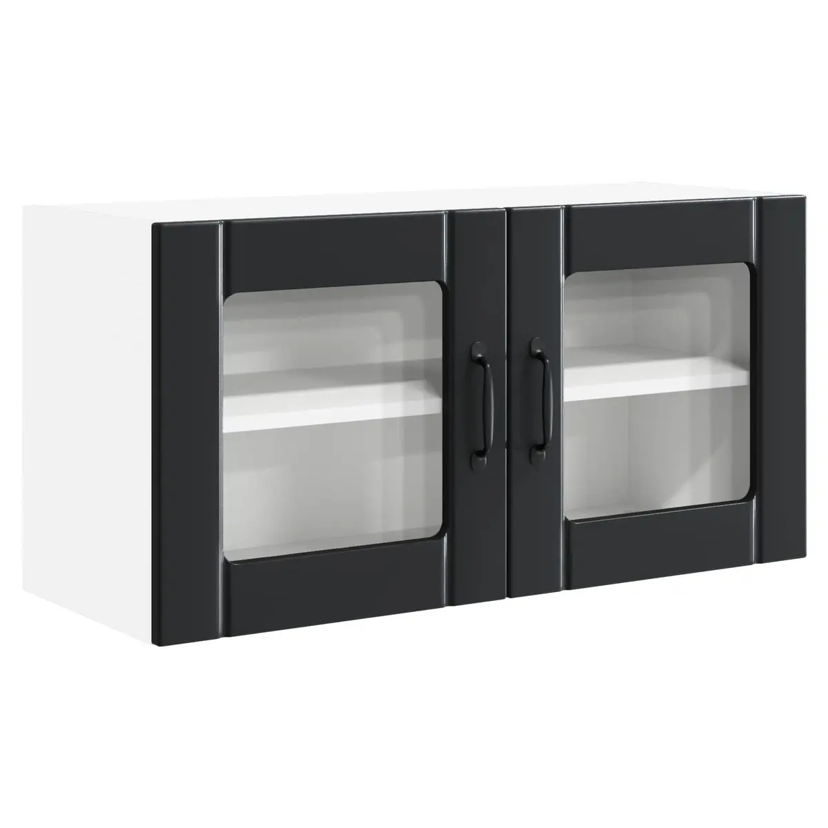 Wall Glass Cabinet Black Modern Engineered Wood 80x31x40cm