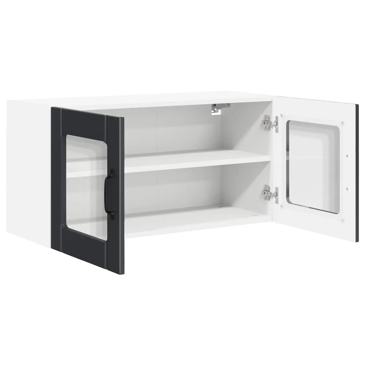 Wall Glass Cabinet Black Modern Engineered Wood 80x31x40cm