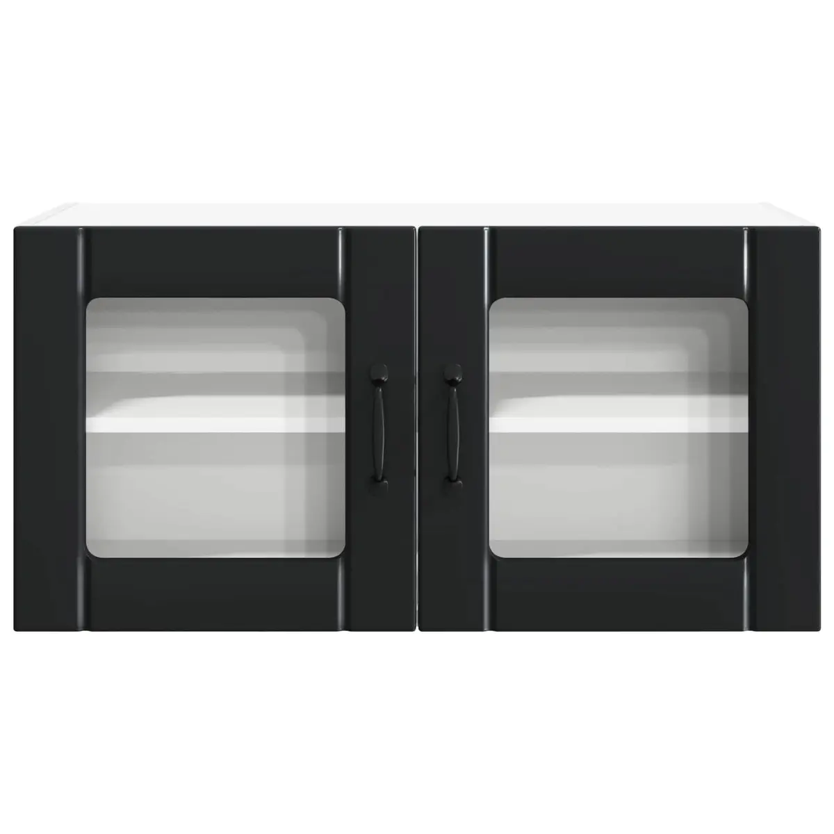 Wall Glass Cabinet Black Modern Engineered Wood 80x31x40cm