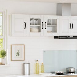 Wall Glass Cabinet High Gloss White Kitchen Storage Shelves 80 x 31 x 40 cm