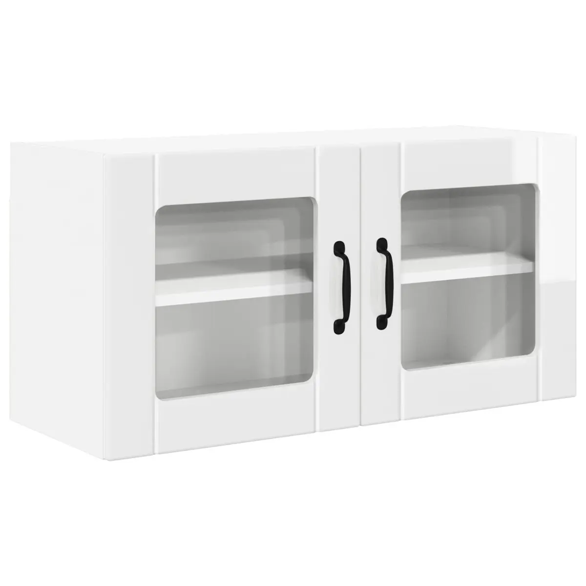 Wall Glass Cabinet High Gloss White Kitchen Storage Shelves 80 x 31 x 40 cm