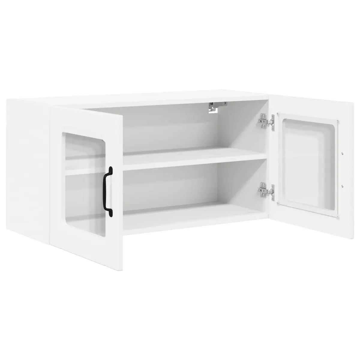 Wall Glass Cabinet High Gloss White Kitchen Storage Shelves 80 x 31 x 40 cm