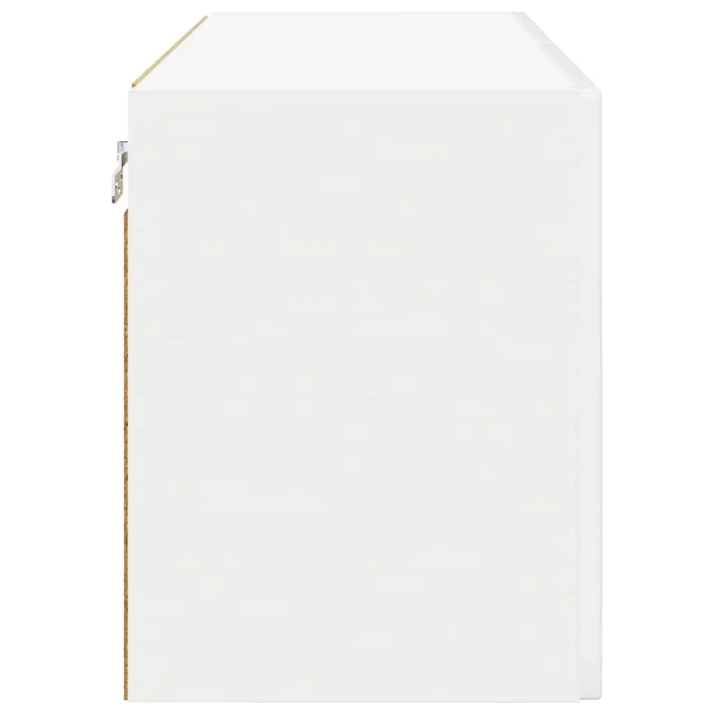 Wall Glass Cabinet High Gloss White Kitchen Storage Shelves 80 x 31 x 40 cm