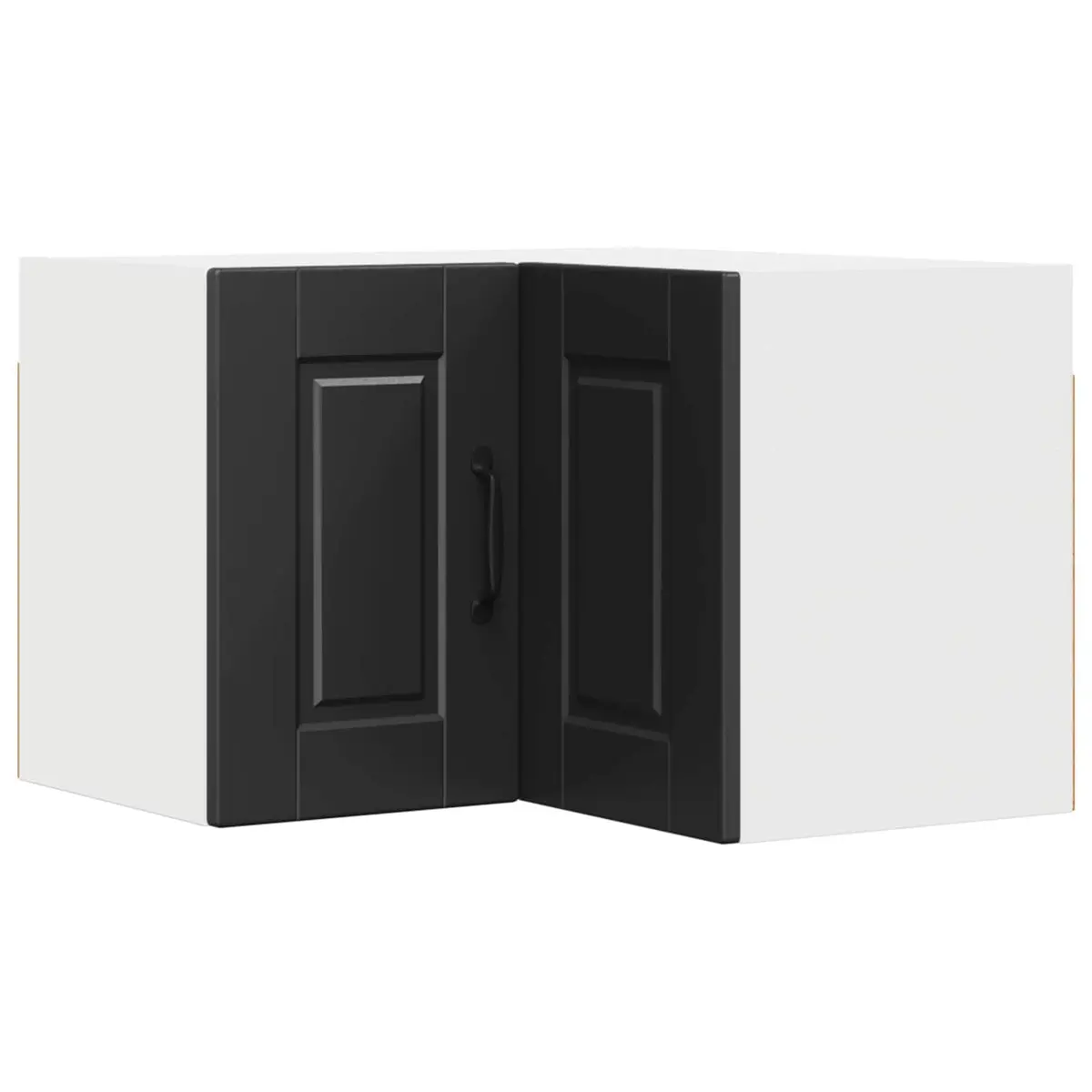 Black Engineered Wood Wall-Mounted Corner Kitchen Cabinet with Storage Shelves 57x57x40cm