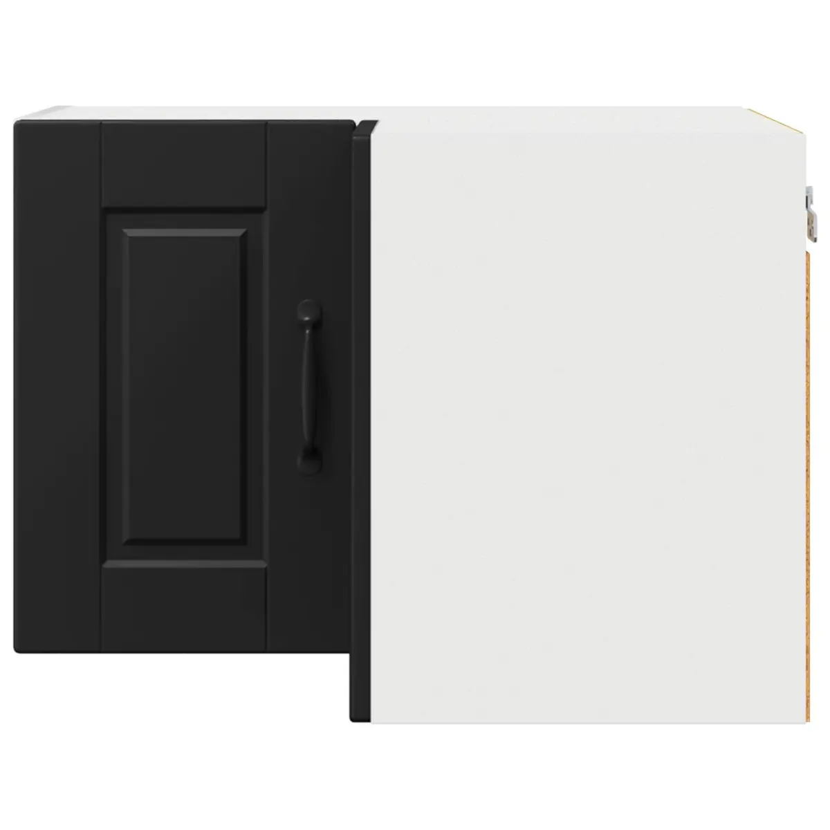 Black Engineered Wood Wall-Mounted Corner Kitchen Cabinet with Storage Shelves 57x57x40cm