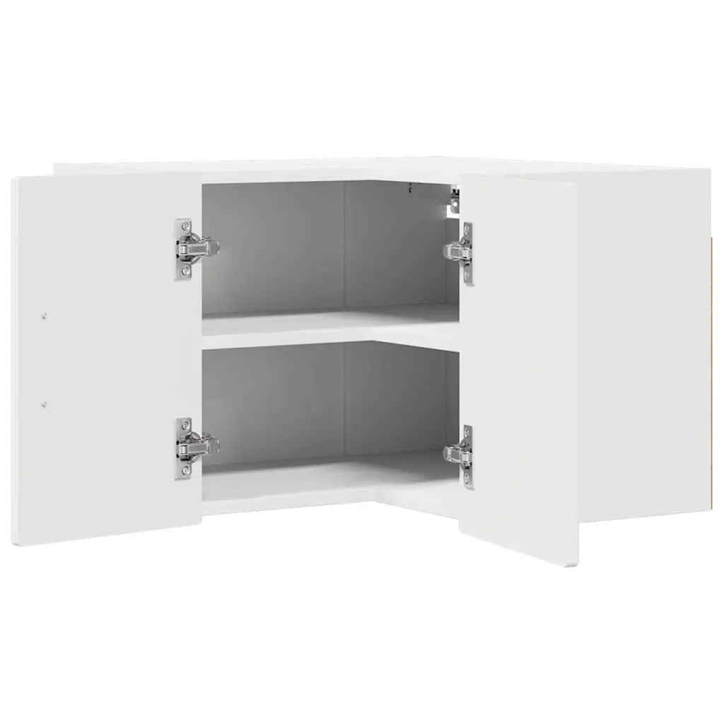 Wall Corner Kitchen Cabinet High Gloss White Storage Shelves Modern Design