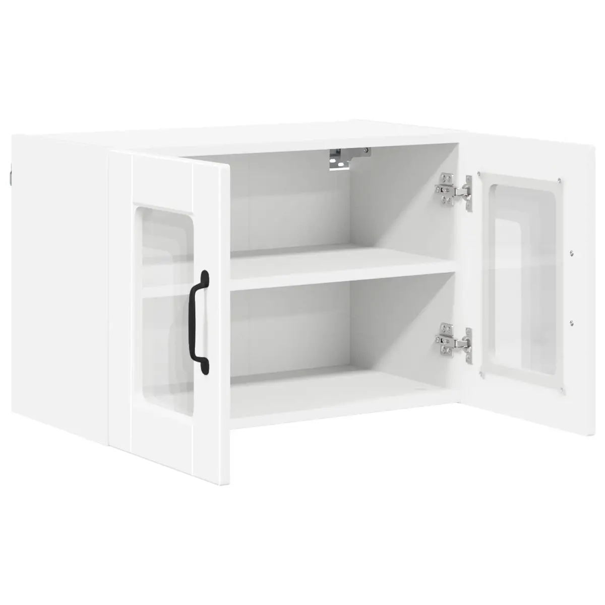 Wall Glass Cabinet White 2 pcs Kitchen Storage Shelves 60x31x40cm Modern
