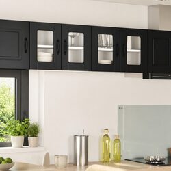 Friendly Wall Glass Cabinet Black 60x31x40cm for Your Kitchen