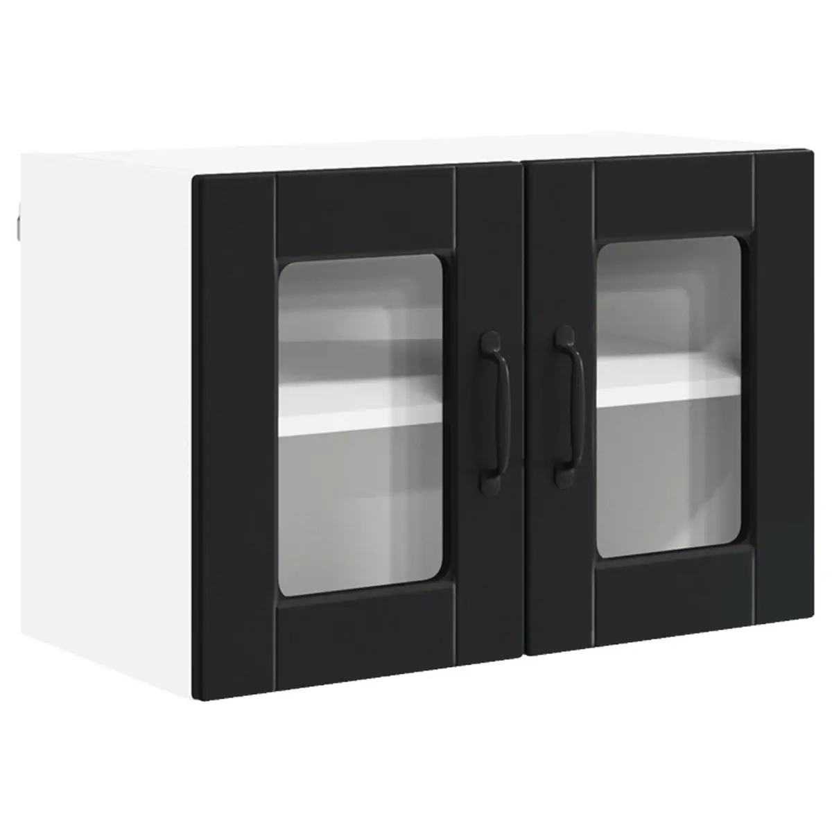 Wall Glass Cabinet Black Modern 60x31x40cm Kitchen Storage Organiser