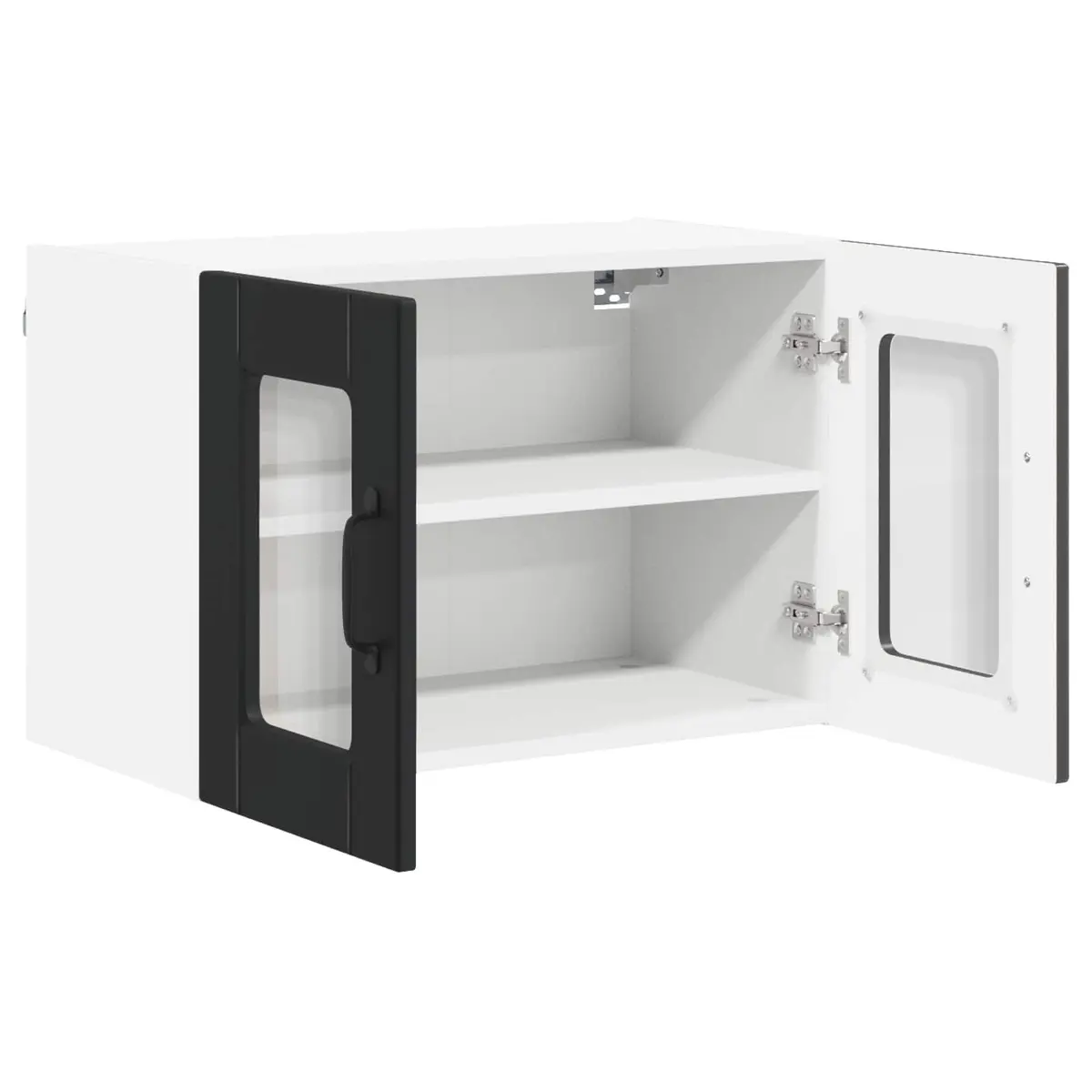 Wall Glass Cabinet Black Modern 60x31x40cm Kitchen Storage Organiser