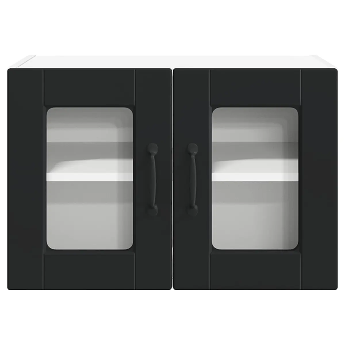 Wall Glass Cabinet Black Modern 60x31x40cm Kitchen Storage Organiser
