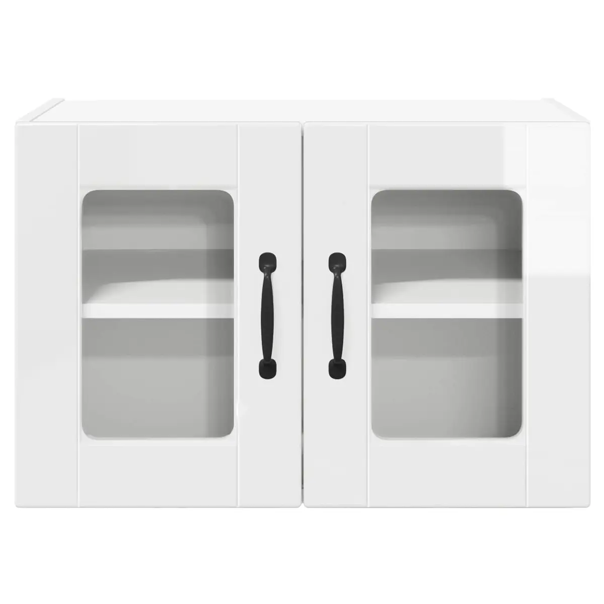 Wall Glass Cabinet High Gloss White Kitchen Storage Shelves 60 x 31 x 40 cm