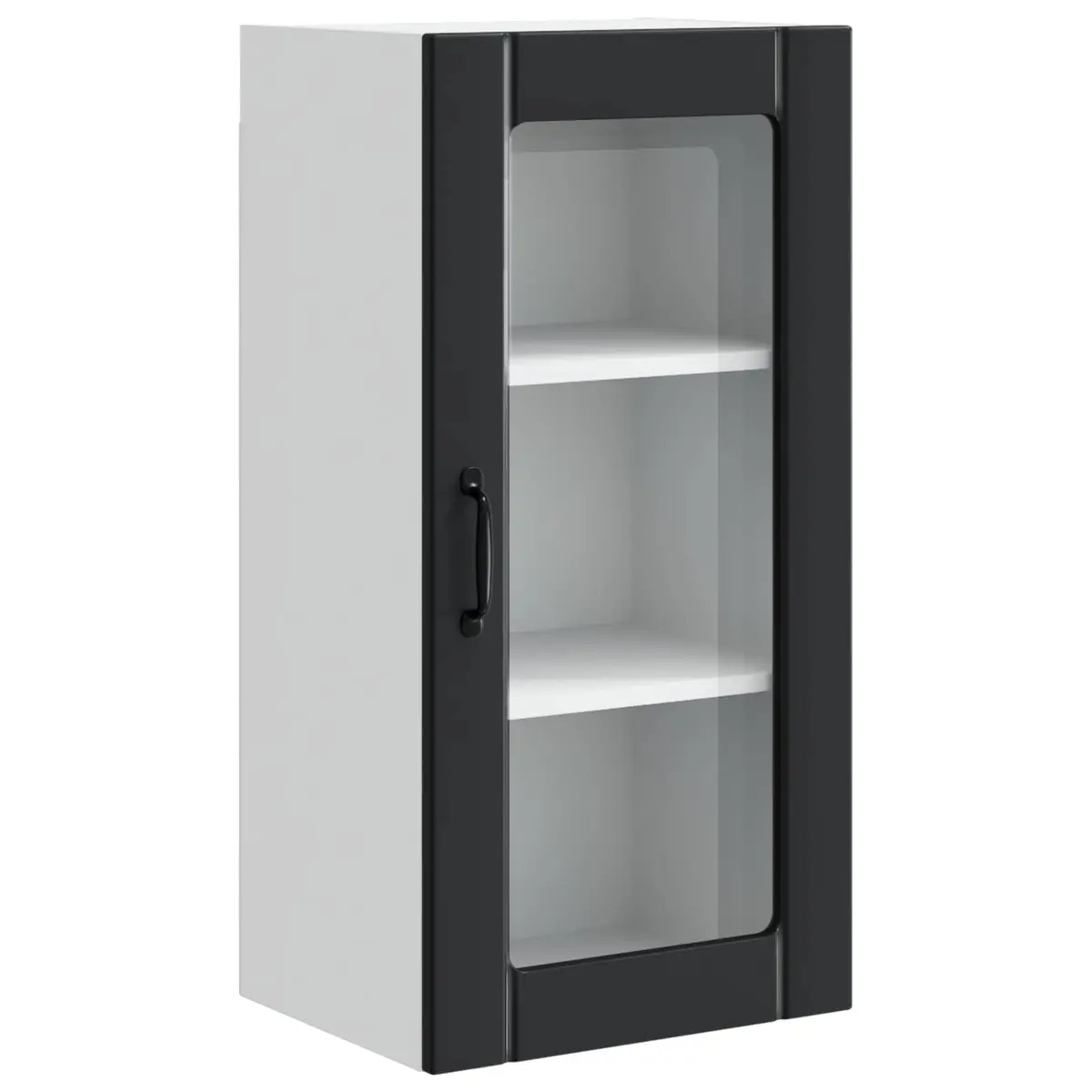 Wall Glass Cabinet Black Modern Kitchen Shelving Unit 40x31x80cm