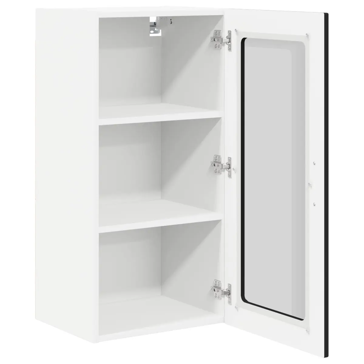 Wall Glass Cabinet Black Modern Kitchen Shelving Unit 40x31x80cm