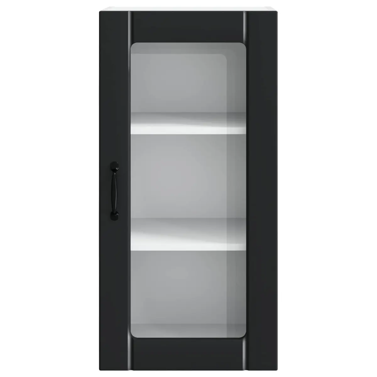 Wall Glass Cabinet Black Modern Kitchen Shelving Unit 40x31x80cm