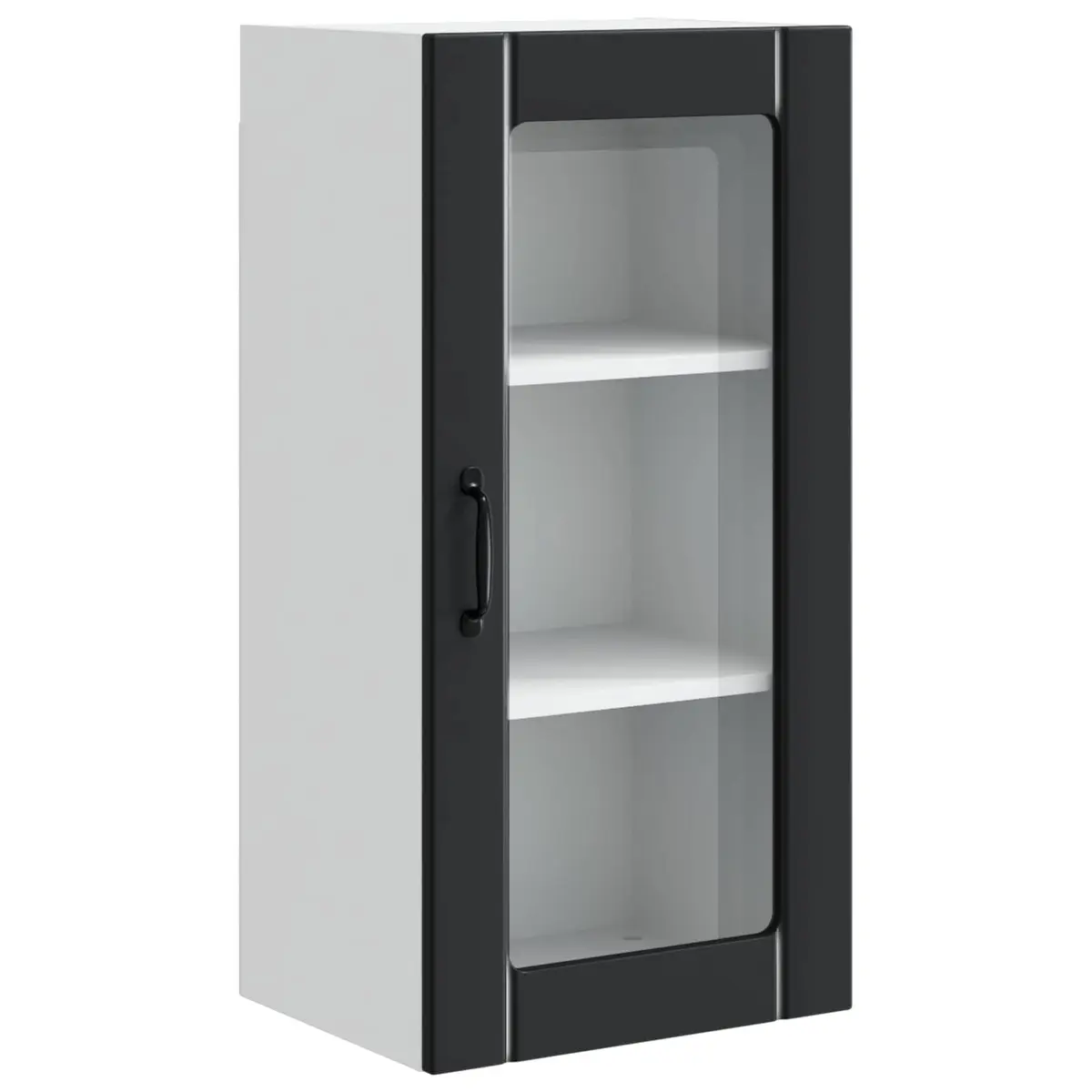 Wall Glass Cabinet 2 pcs Black Kitchen Storage Cupboard Wall Mounted Display