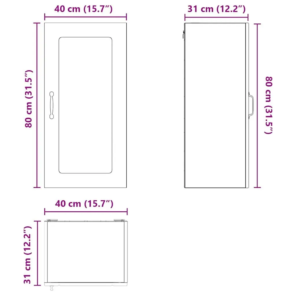 Wall Mounted Kitchen Cabinet High Gloss White 40 x 31 x 80 cm