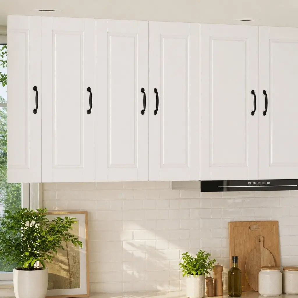 Wall Cabinet Kitchen Storage Unit White Engineered Wood Mounted Shelves 30 x 31 x 80 cm