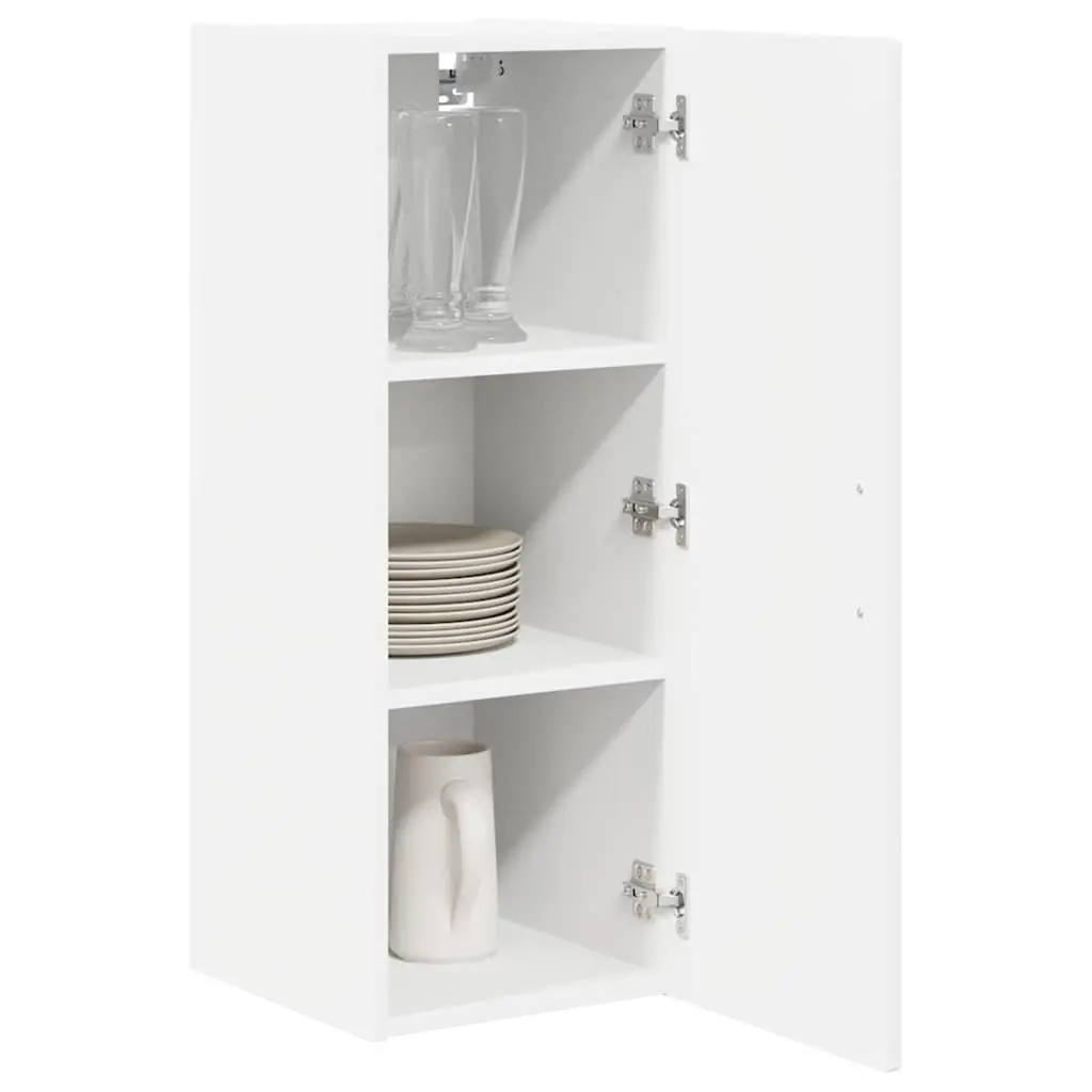 Wall Cabinet Kitchen Storage Unit White Engineered Wood Mounted Shelves 30 x 31 x 80 cm