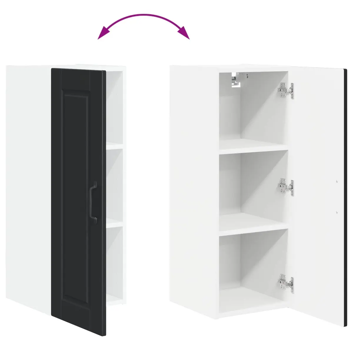 Wall Cabinet Kitchen Storage Black Engineered Wood 30x31x80cm
