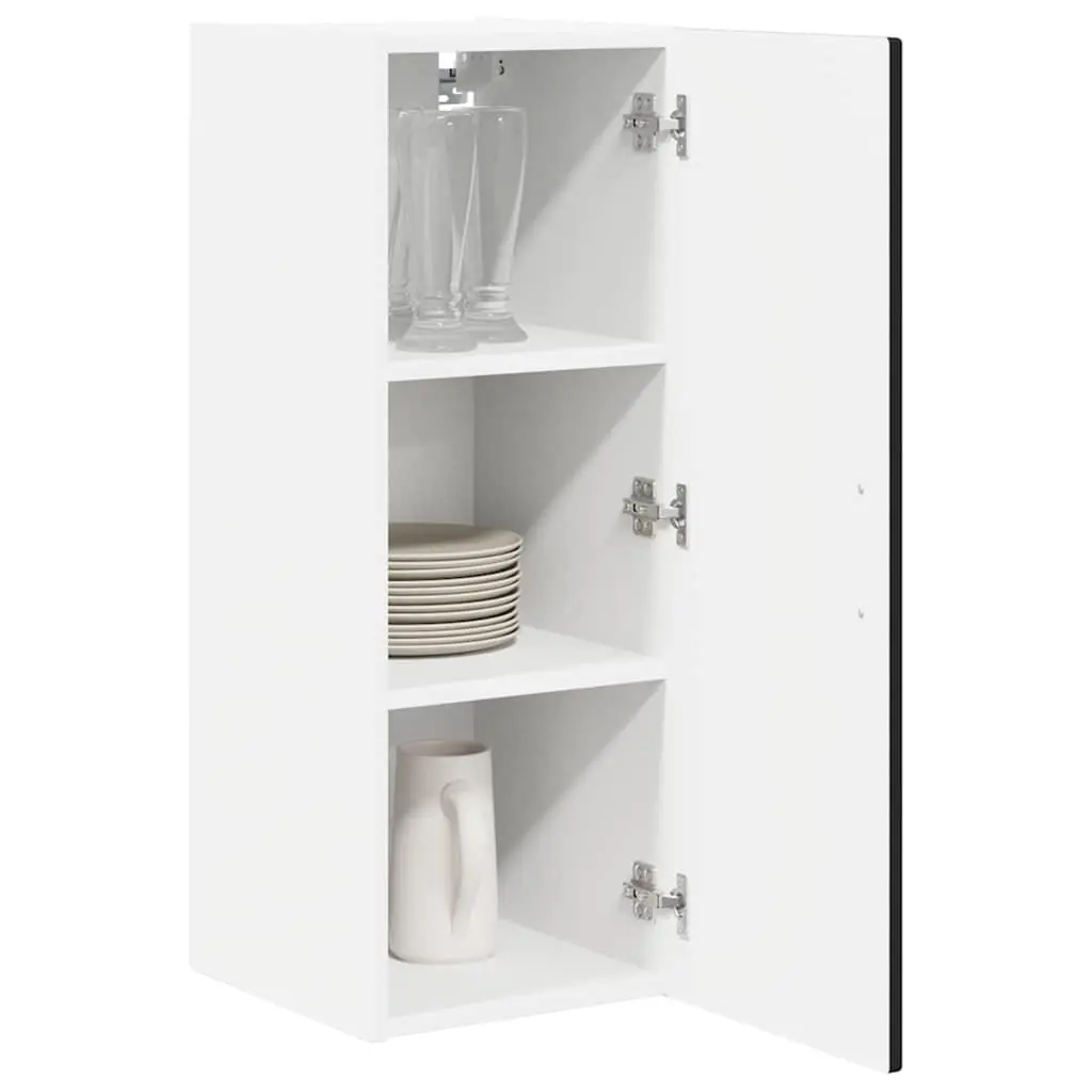 Wall Cabinet Kitchen Storage Black Engineered Wood 2 Piece