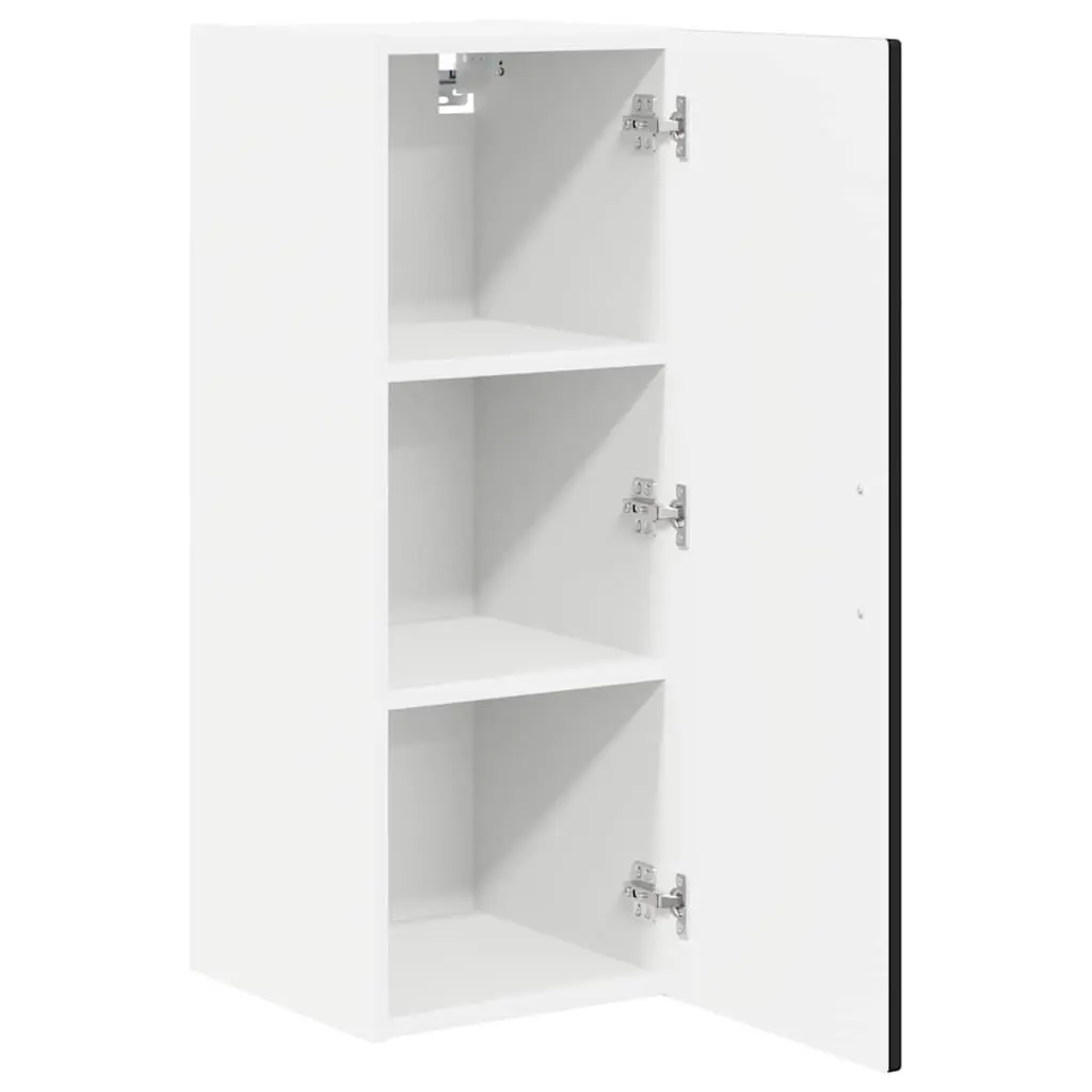 Wall Cabinet Kitchen Storage Black Engineered Wood 2 Piece
