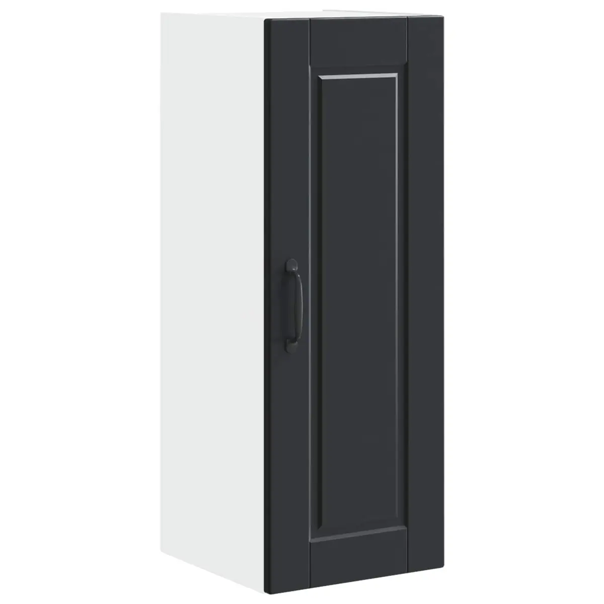 Wall Cabinet Kitchen Storage Black Engineered Wood 2 Piece