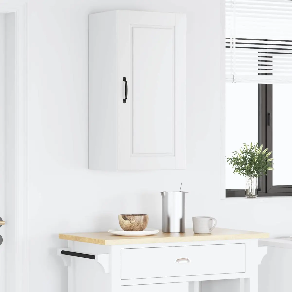Wall Cabinet Kitchen Storage White Wall-mounted 40x31x80cm Engineered Wood Shelves Unit