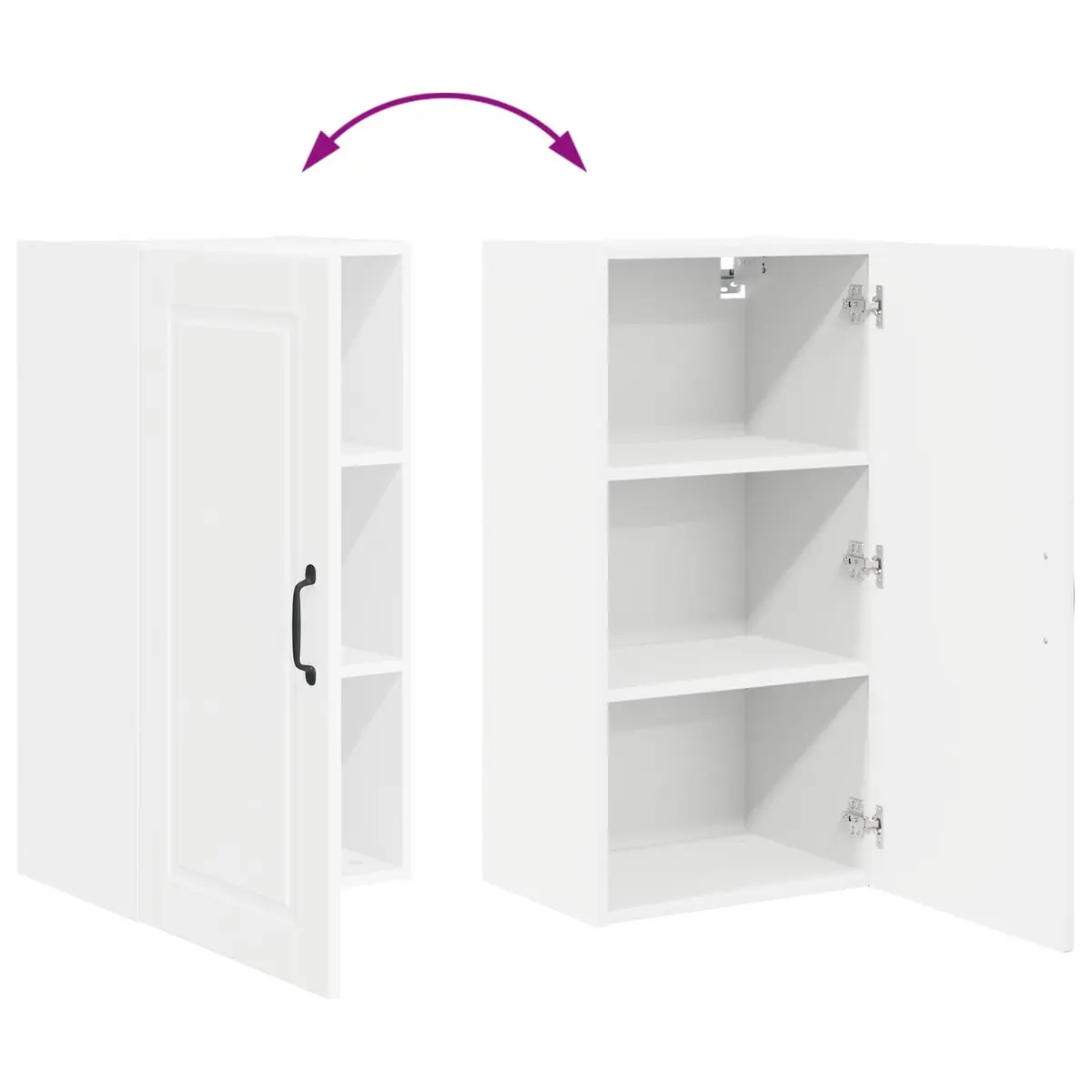 Wall Cabinet Kitchen Storage White Wall-mounted 40x31x80cm Engineered Wood Shelves Unit