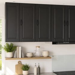 Friendly Black Kitchen Wall Cabinet with Shelves