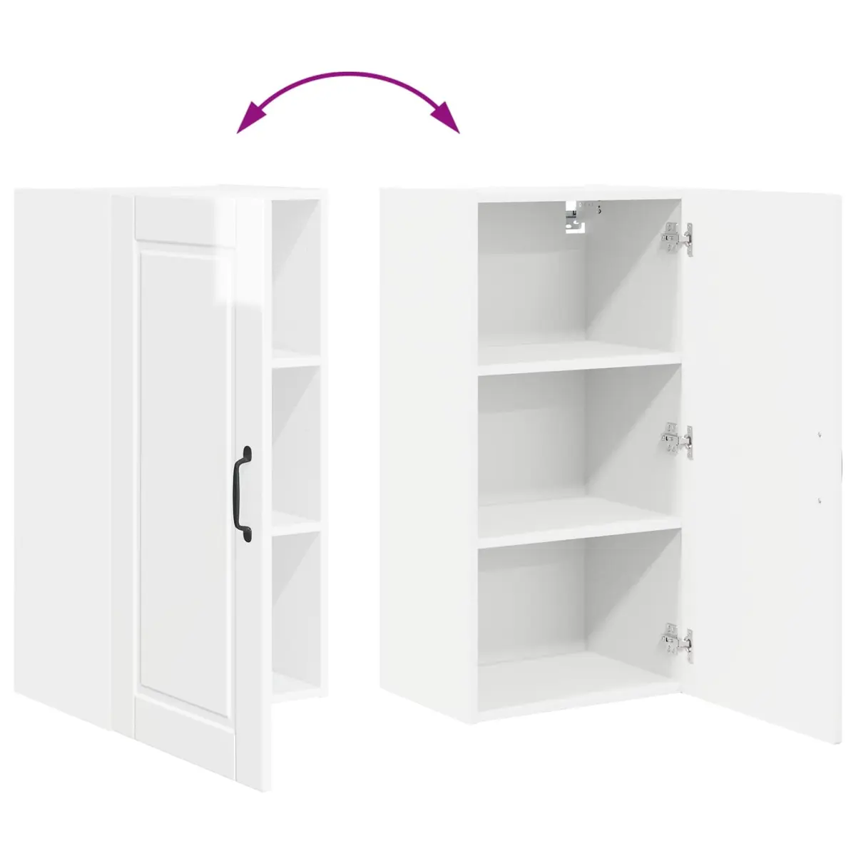 Wall Cabinet Kitchen Storage High Gloss White Modern Shelves Compartments