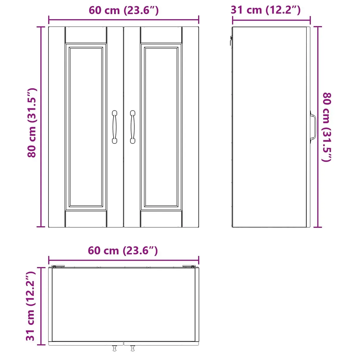 Wall Cabinet White Engineered Wood 60 x 31 x 80 cm