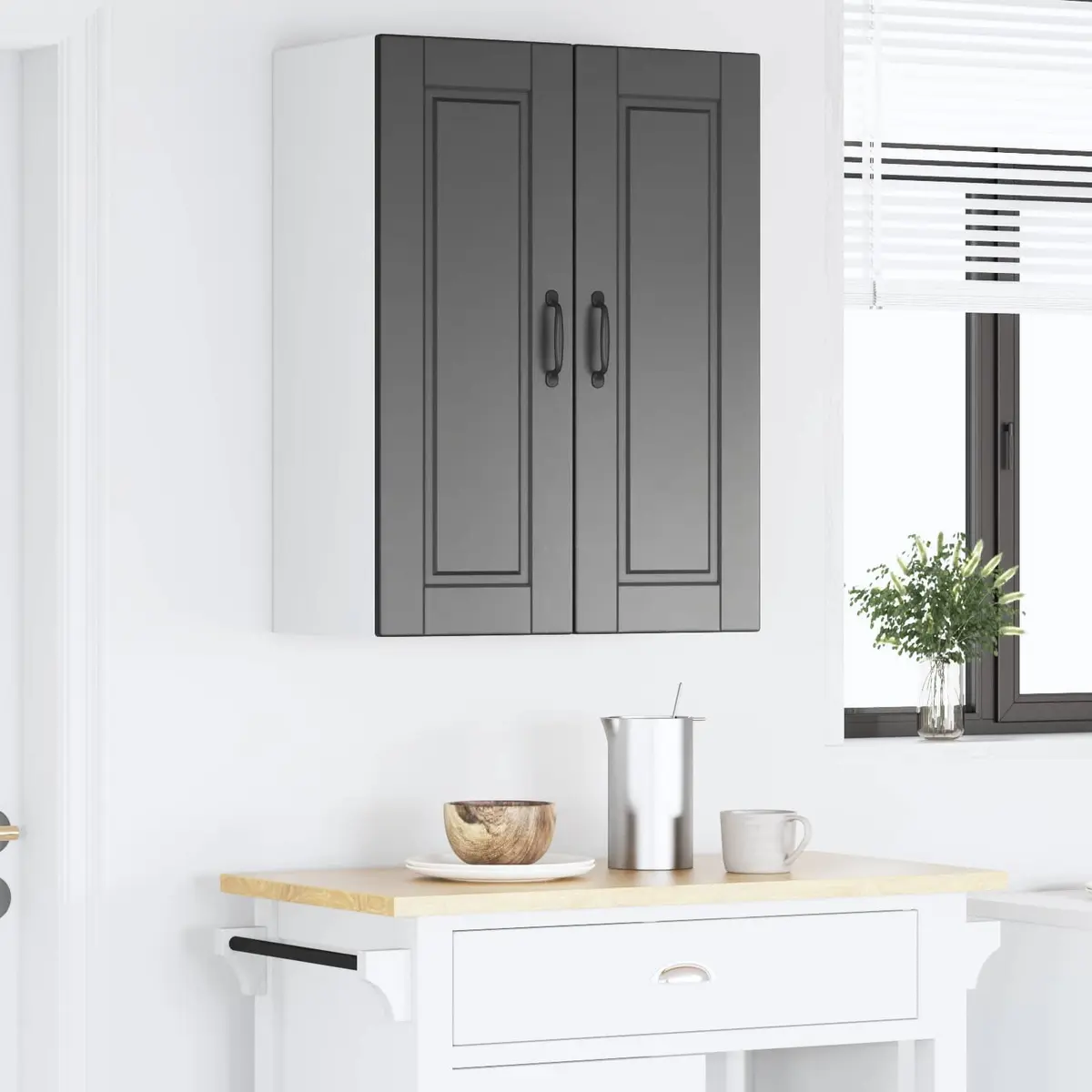 Wall Cabinet Engineered Wood Black 60x31x80cm