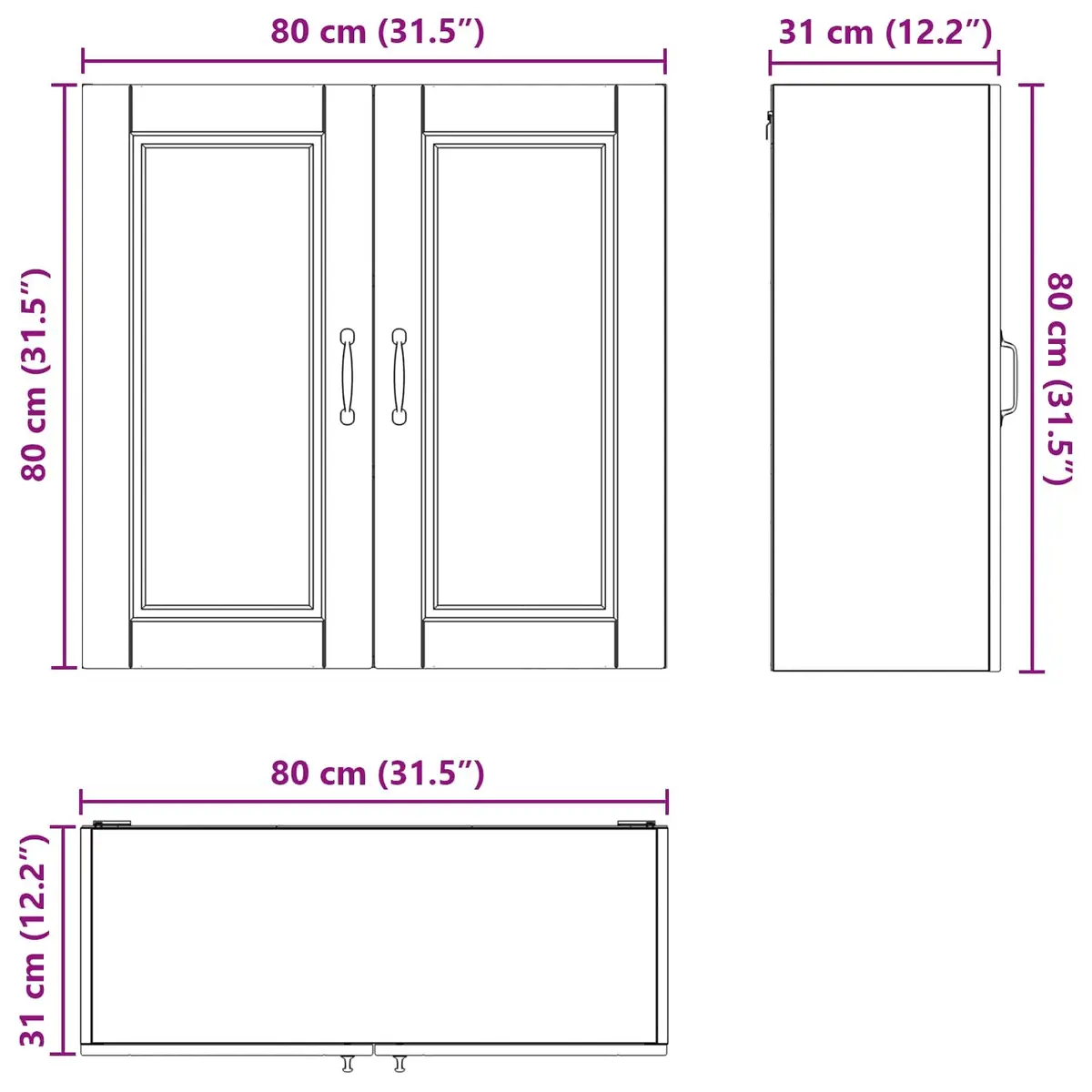Wall Cabinet White Engineered Wood 80 x 31 x 80 cm