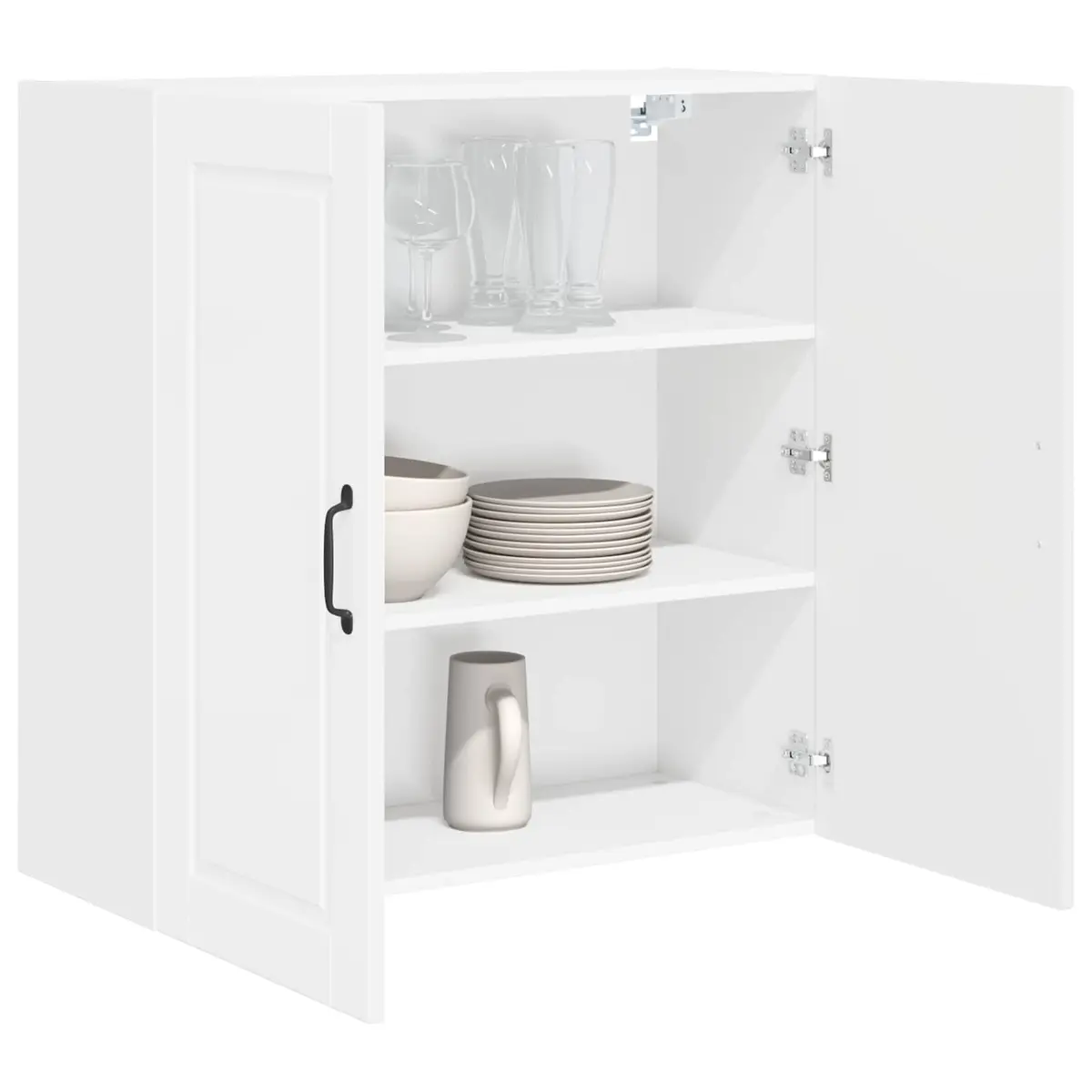 Wall Cabinet High Gloss White Engineered Wood Modern 80x31x80cm