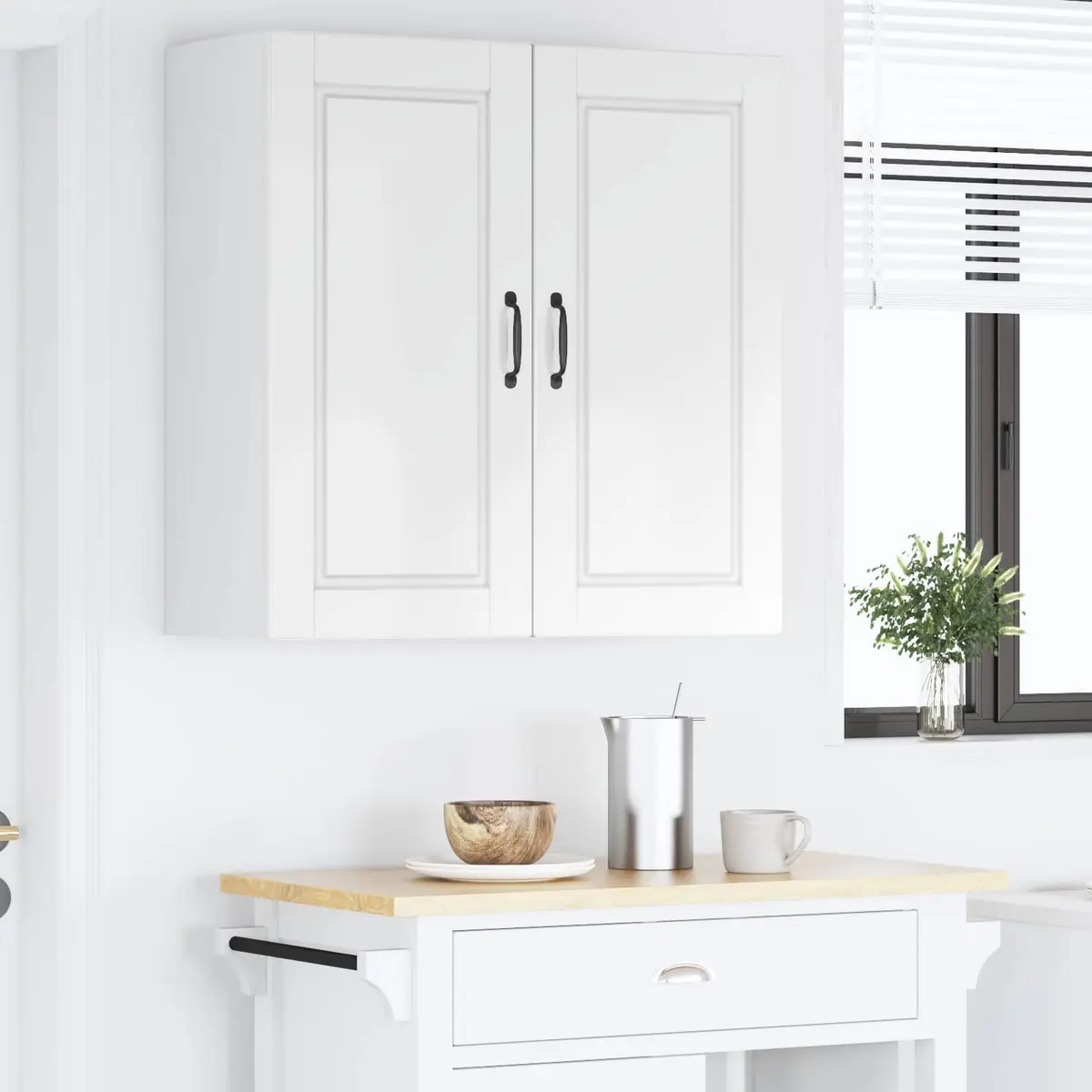 Wall Cabinet High Gloss White Engineered Wood Modern 80x31x80cm