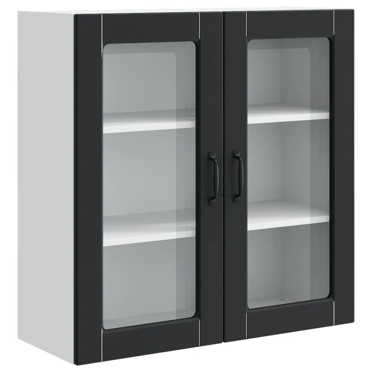 Wall Glass Cabinet Black Modern Kitchen Storage 80x31x80cm Engineered Wood