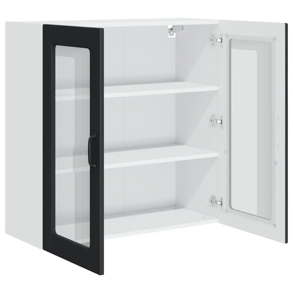 Wall Glass Cabinet Black Modern Kitchen Storage 80x31x80cm Engineered Wood