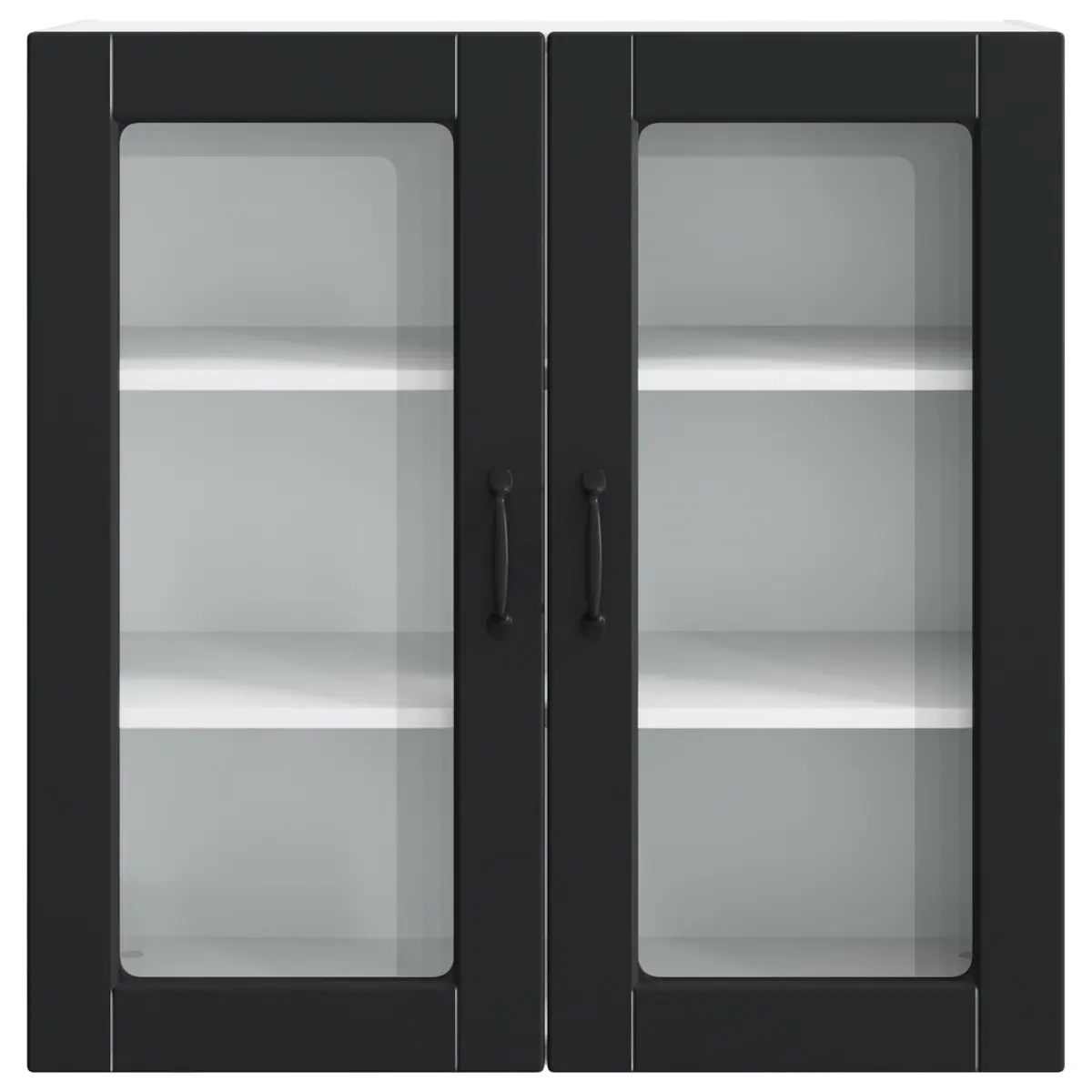 Wall Glass Cabinet Black Modern Kitchen Storage 80x31x80cm Engineered Wood