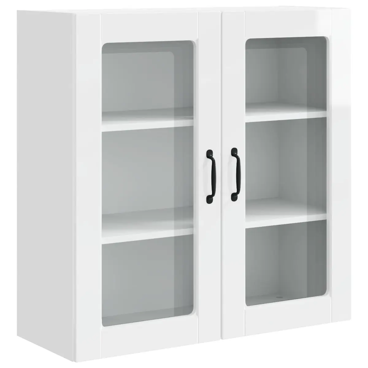 Wall Glass Cabinet High Gloss White Wall-Mounted Kitchen Storage 80 x 31 x 80 cm