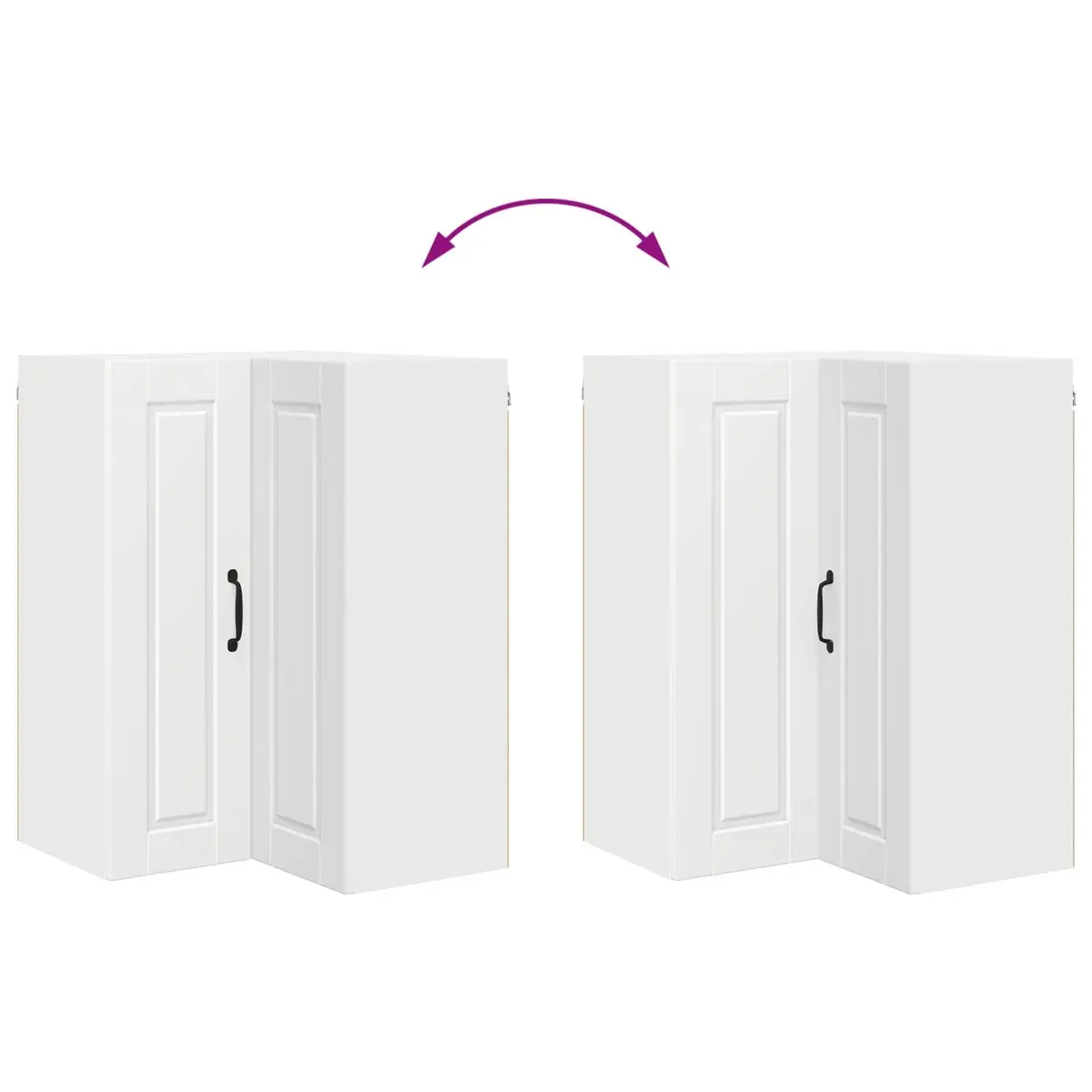Wall Corner Kitchen Cabinet White 57x57x80cm Storage Shelves Compartments