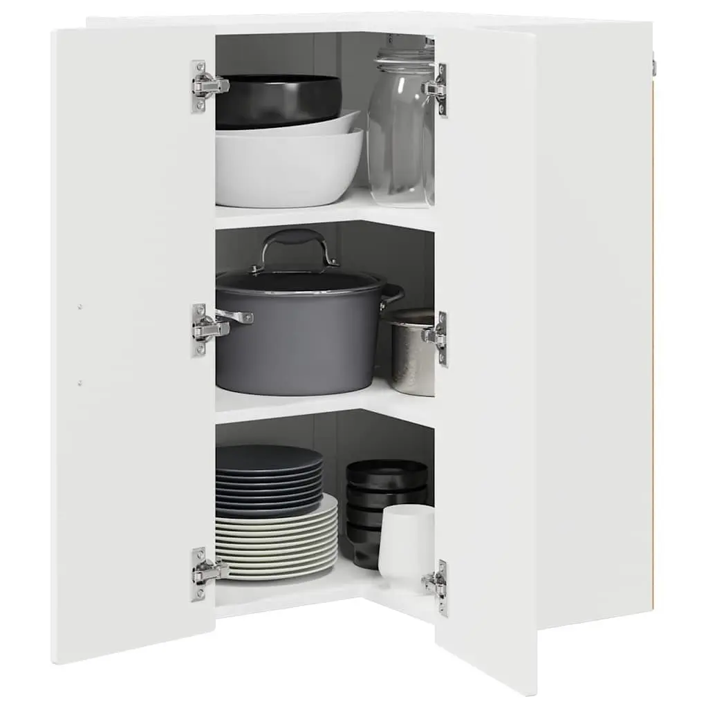 Wall Corner Kitchen Cabinet White 57x57x80cm Storage Shelves Compartments