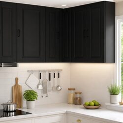 User-Friendly 57x57x80cm Black Wall Corner Kitchen Cabinet