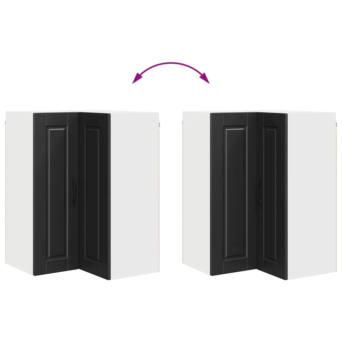Wall Corner Kitchen Cabinet Black 57x57x80cm Modern Storage Shelves Organiser Unit