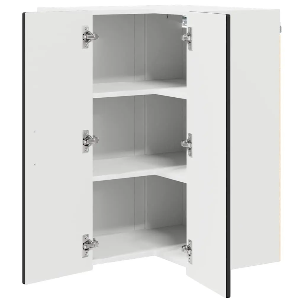 Wall Corner Kitchen Cabinet Black 57x57x80cm Modern Storage Shelves Organiser Unit